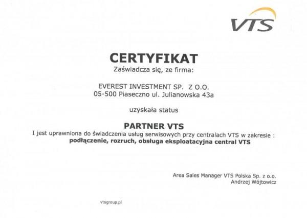 certyfikat VTS